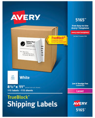 LABEL LASER FULL SHEET 8-1/2 X 11 IN WHITE PK OF 100 AVE5165