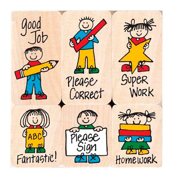 STAMPS WOODEN FOR TEACHERS SET OF 6