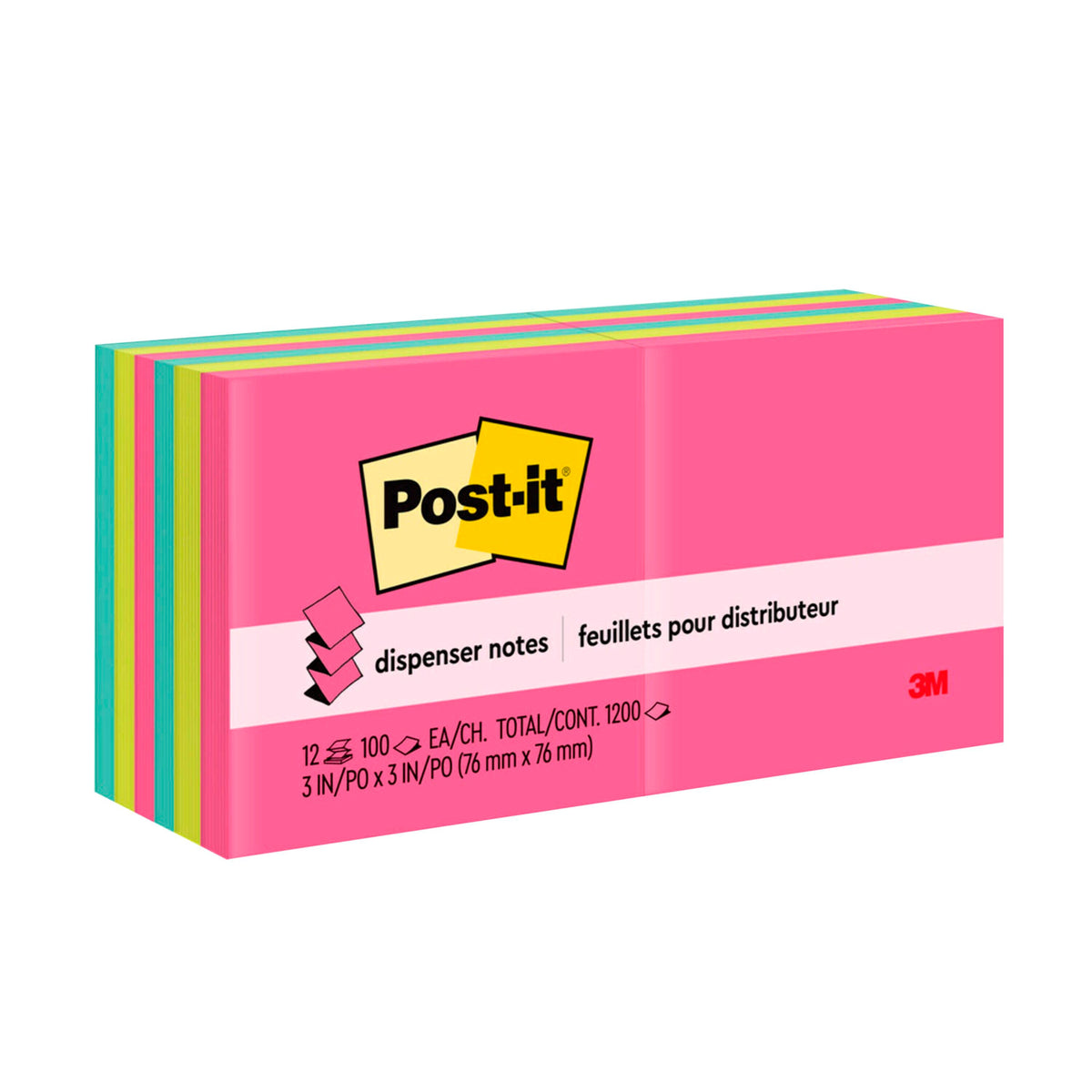 REFILL POP-UP STICKY PAD 3X3 ASST POPTIMISTIC MMMR33012AN PK OF 12