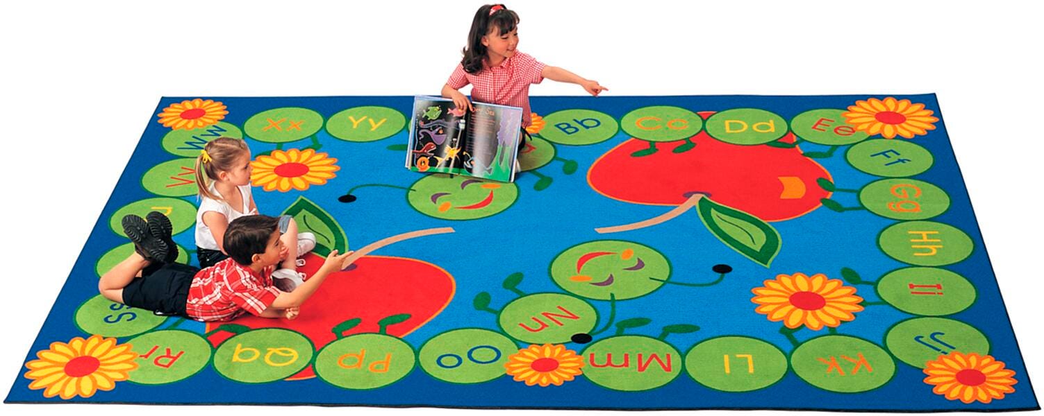 CARPETS FOR KIDS - PREMIUM ABC CATERPILLAR - 4 FT 5 IN X 5 FT 10 IN RECTANGLE