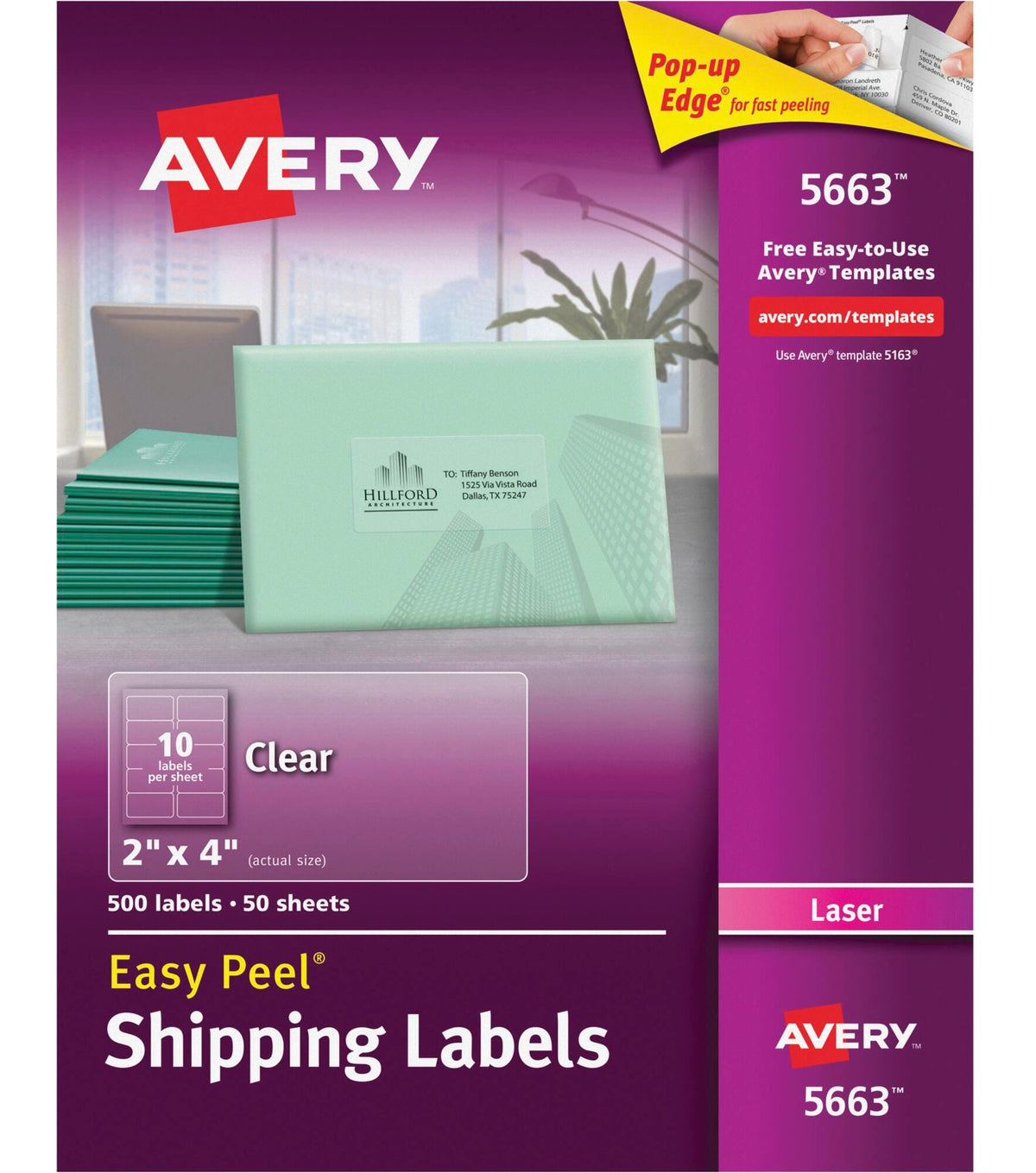 LABEL LASER SHIPPING 2 X 4 IN CLEAR PK OF 500 AVE5663