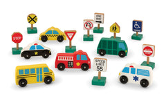TRANSPORTATION WOODEN AND TRAFFIC SIGNS - SET OF 15