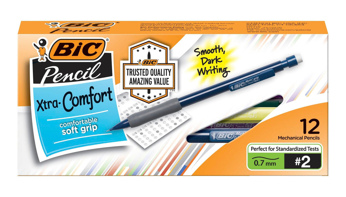 PENCIL MECHANICAL GRIP .7MM ASSORTED BICMPG11 PACK OF 12