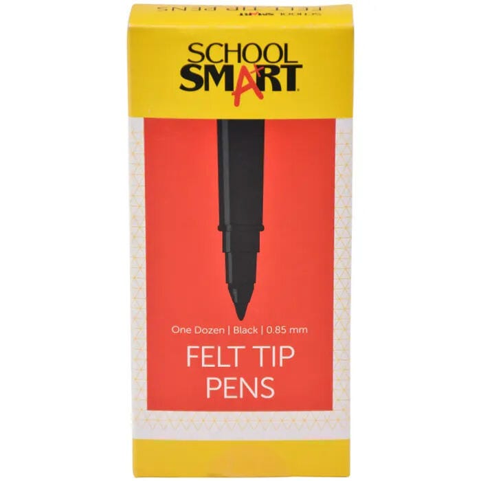 PEN BLACK FELT TIP FINE PK/12 SCHOOL SMART