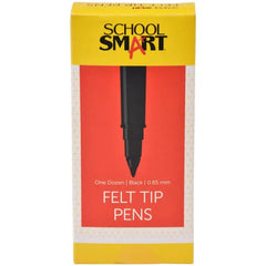 PEN BLACK FELT TIP FINE PK/12 SCHOOL SMART