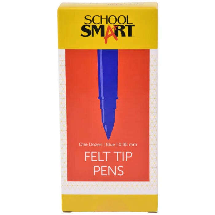 PEN BLUE FELT TIP FINE P/12 SCHOOL SMART