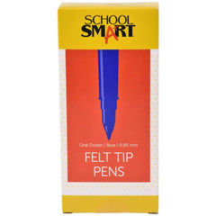 PEN BLUE FELT TIP FINE P/12 SCHOOL SMART