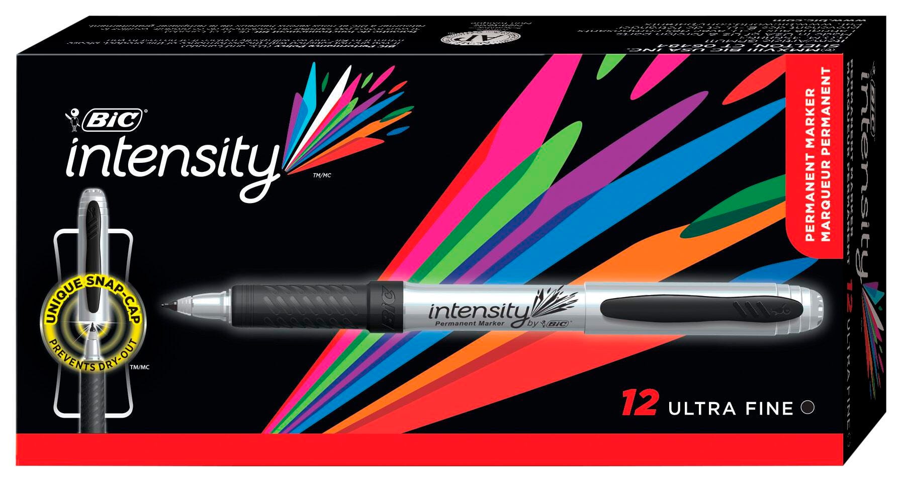 MARKER PERMANENT BIC BLACK ULTRA FINE PACK OF 12