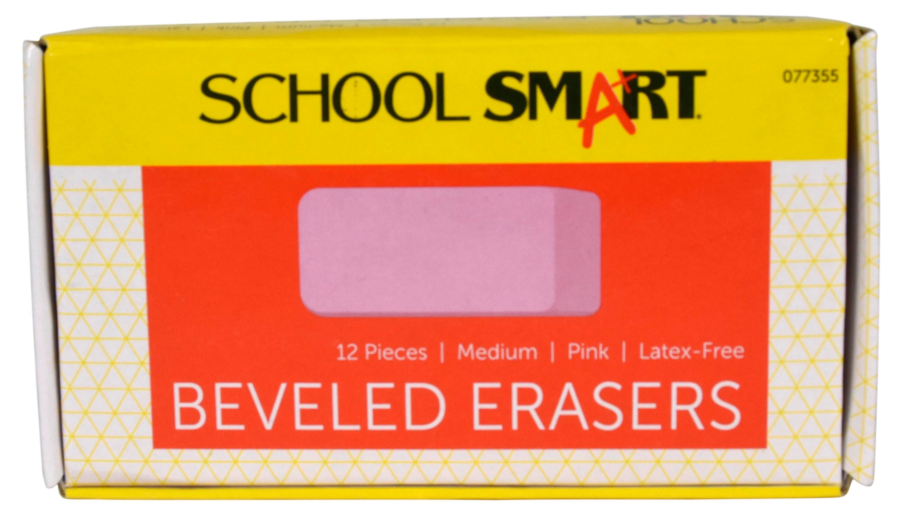 ERASER PINK BEVELED MEDIUM SCHOOL SMART PACK OF 12