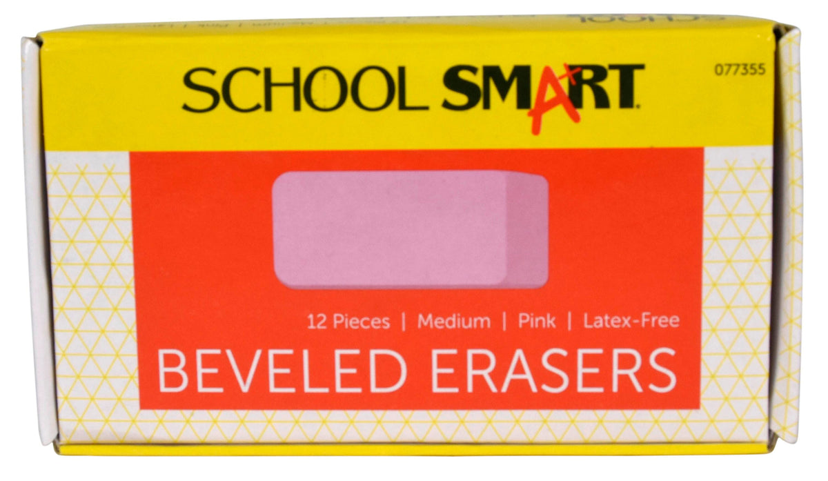 ERASER PINK BEVELED MEDIUM SCHOOL SMART PACK OF 12