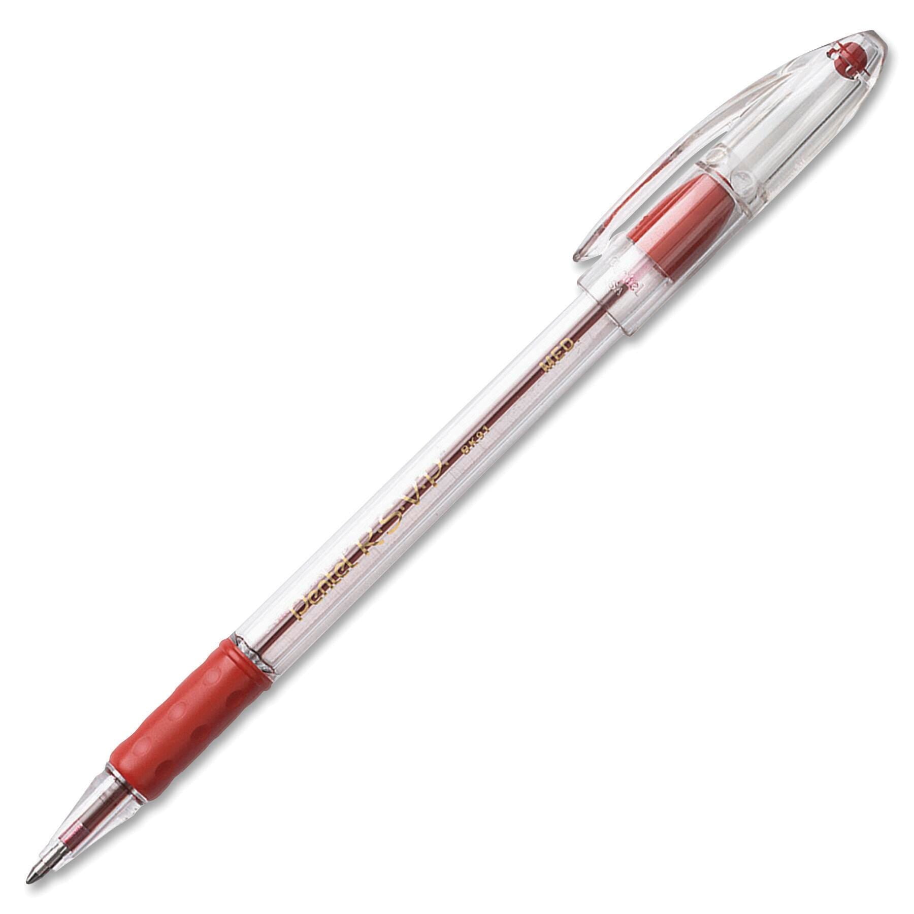 PEN BALLPOINT RSVP MEDIUM 1.0MM RED PACK OF 12