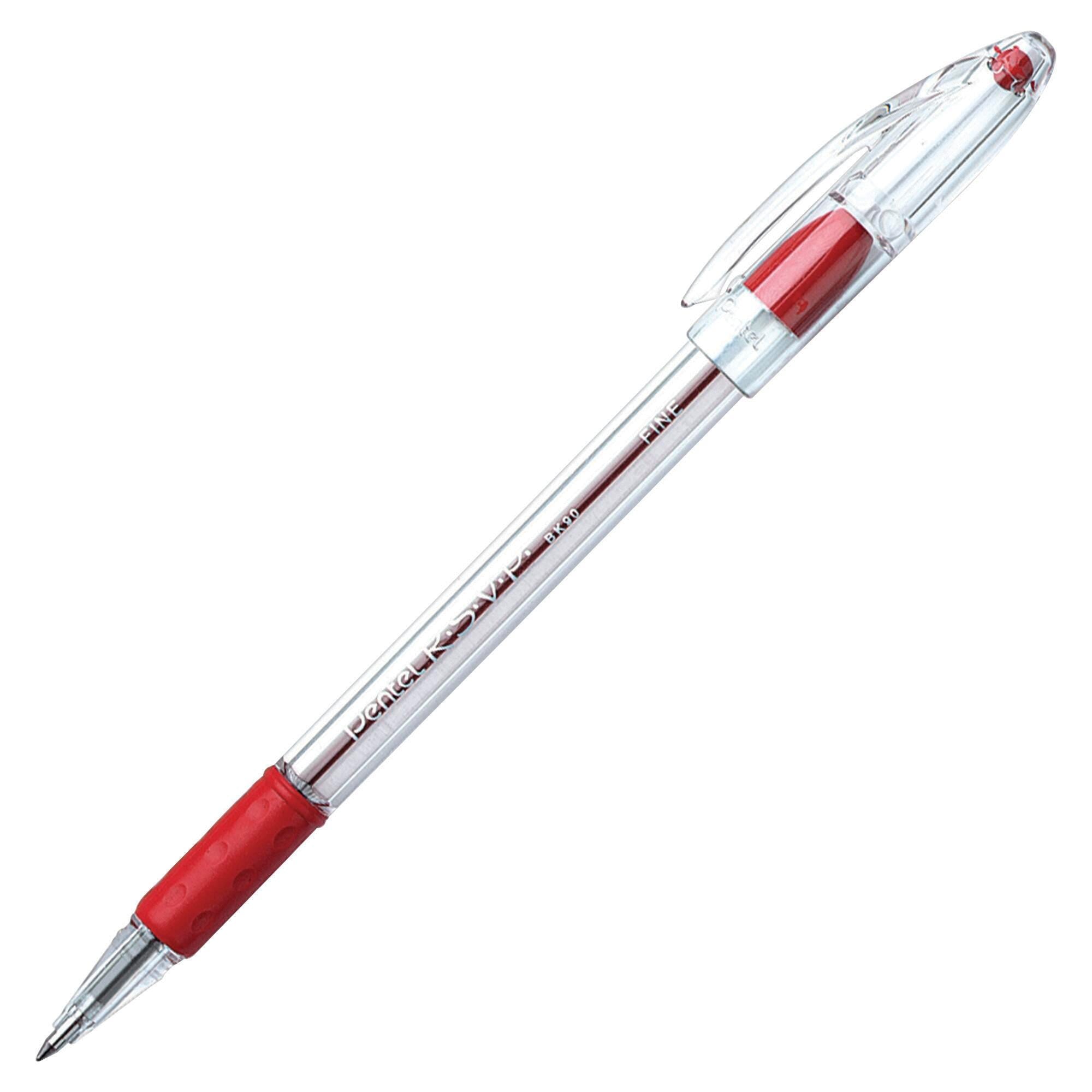 PEN BALLPOINT RSVP FINE 0.7MM RED PACK OF 12