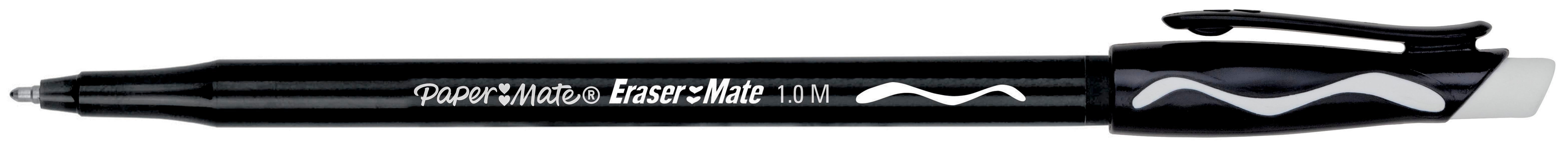 PEN BLACK BALLPOINT ERASERMATE MED PACK OF 12