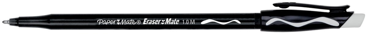 PEN BLACK BALLPOINT ERASERMATE MED PACK OF 12