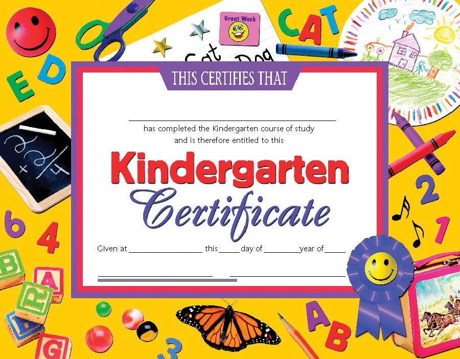 CERTIFICATES 8 1/2X11 KINDERGARTEN SET OF 30