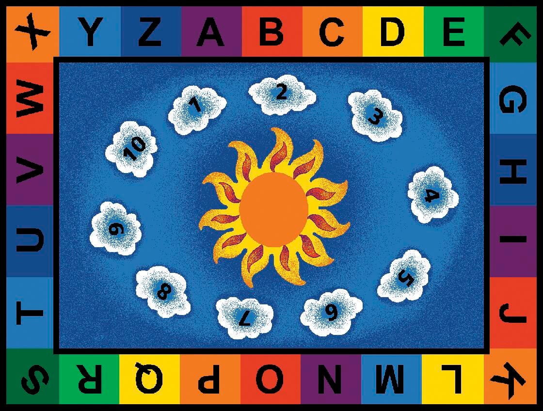 CARPETS FOR KIDS - PREMIUM SUNNY DAY LEARN AND PLAY - 5 FT 10 IN X 8FT 4 IN RECTANGLE - PRIMARY