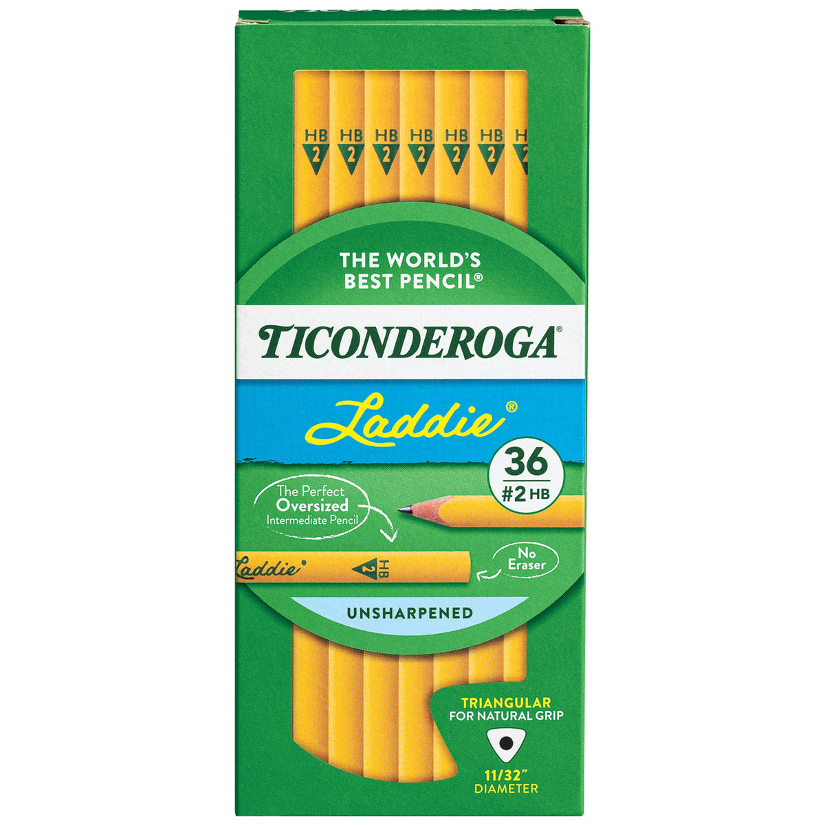 PENCIL TICONDEROGA LADDIE TRI-WRITE W/O ERASER PACK OF 36