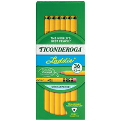 PENCIL TICONDEROGA LADDIE TRI-WRITE W/ERASER PACK OF 36