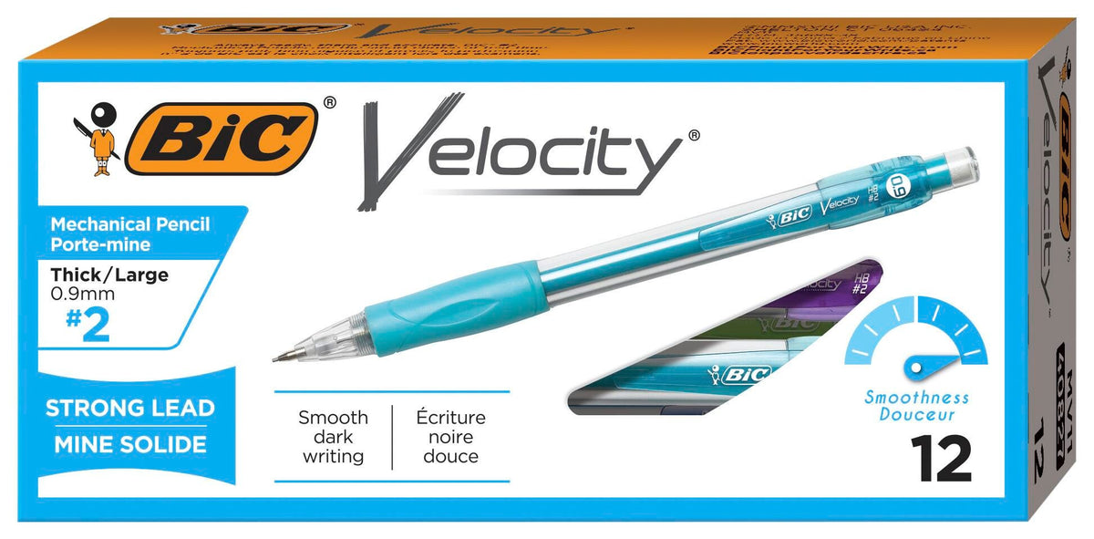PENCIL MECHANICAL .9MM VELOCITY AQUA BARREL PACK OF 12