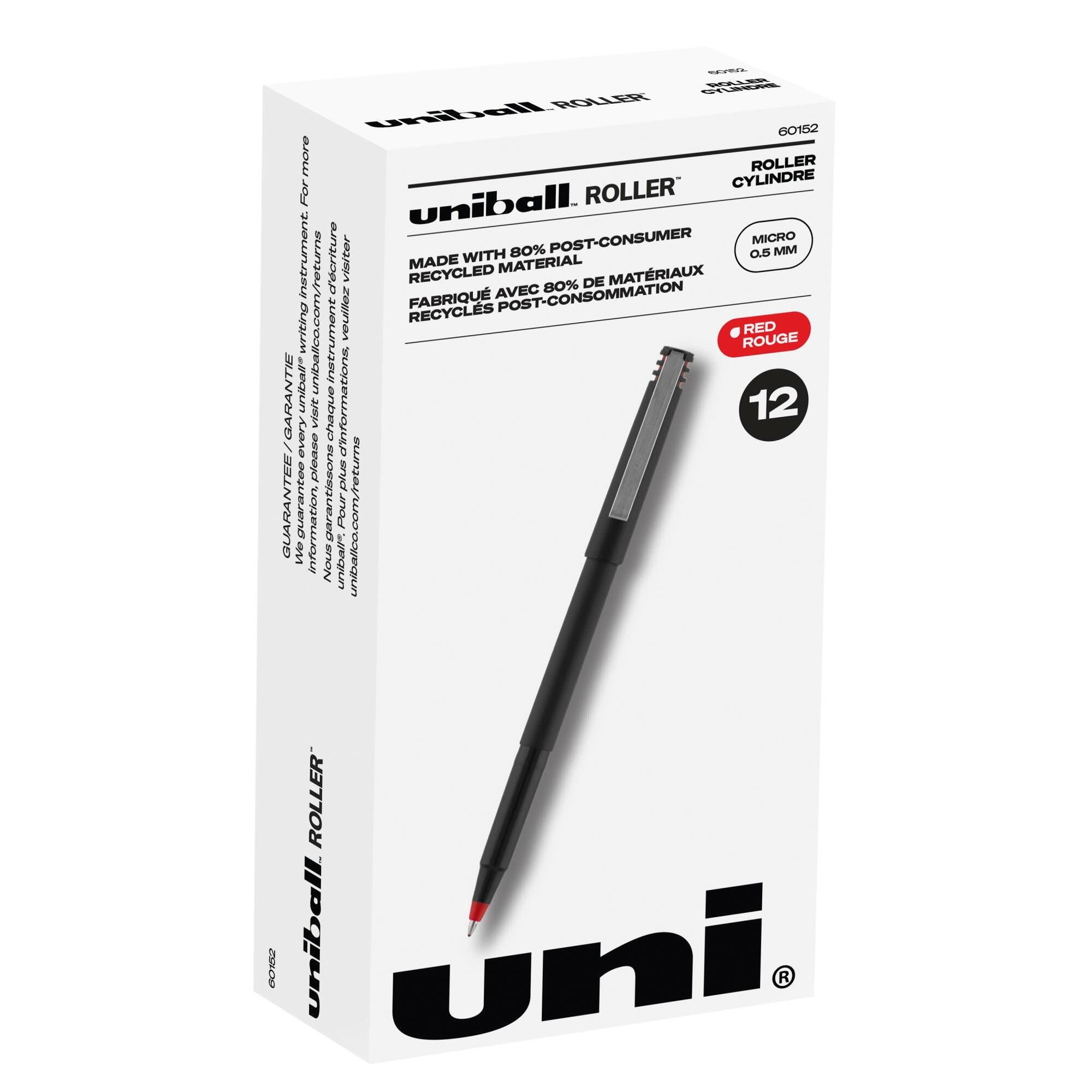 PEN RED ROLLER BALL UNI-BALL MICRO PACK OF 12