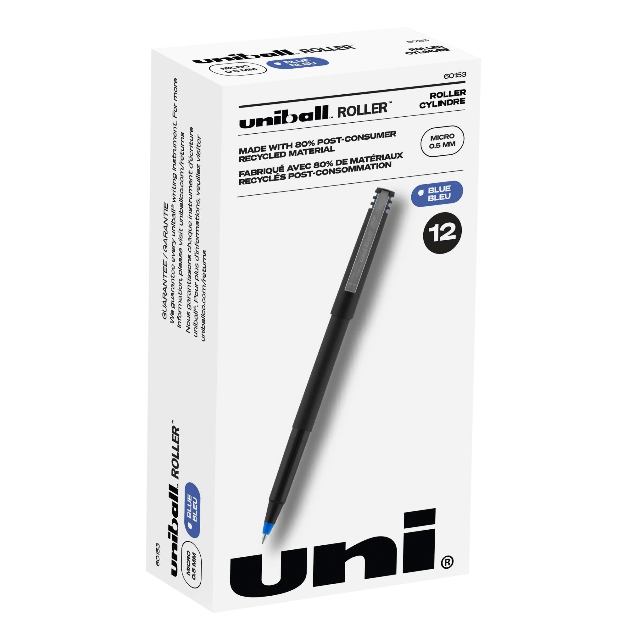 PEN BLUE ROLLER BALL UNI-BALL MICRO PACK OF 12