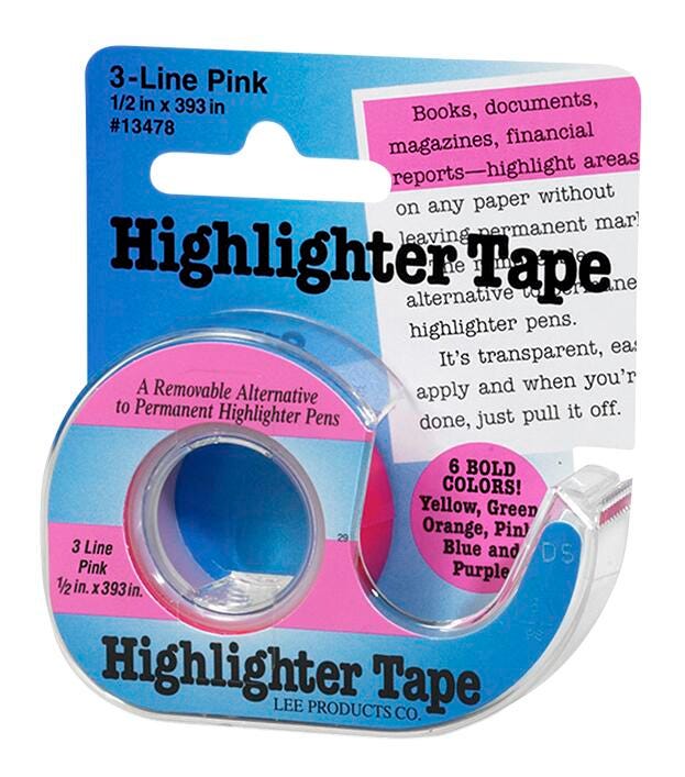 HIGHLIGHTER WIDE NOTE TAPE 1/2 X 393 IN PINK