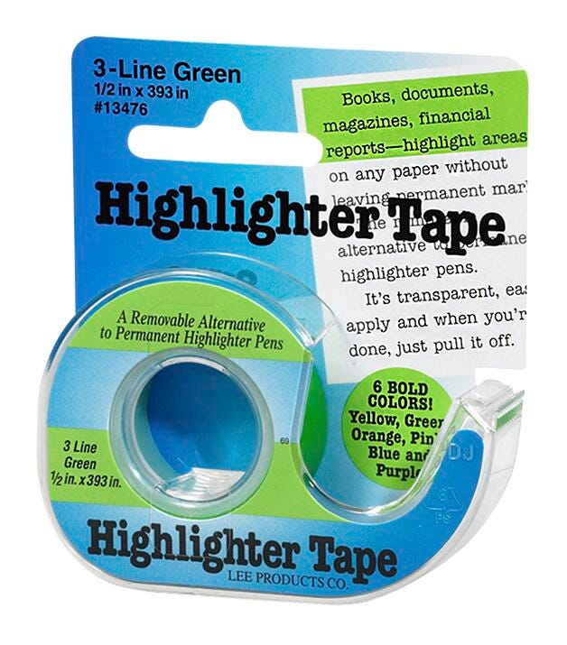HIGHLIGHTER WIDE NOTE TAPE 1/2 X 393 IN GREEN