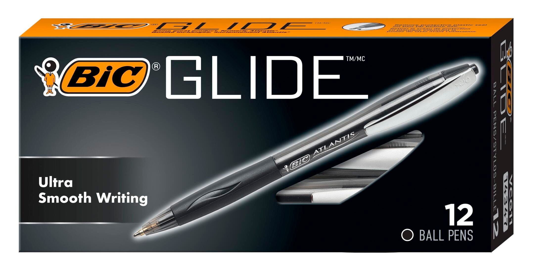 PEN BLACK GLIDE RETRACTABLE MEDIUM 1.0MM PACK OF 12