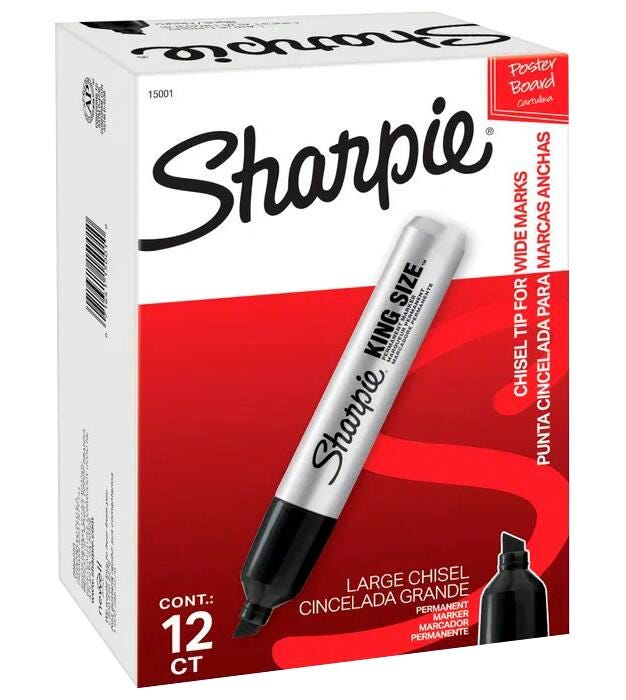 MARKER SHARPIE KING SIZE BLACK PACK OF 12