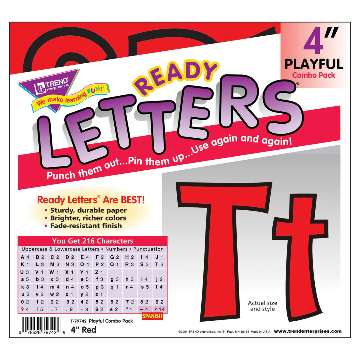 LETTERS READY TREND 4 IN PLAYFUL RED SET OF 216