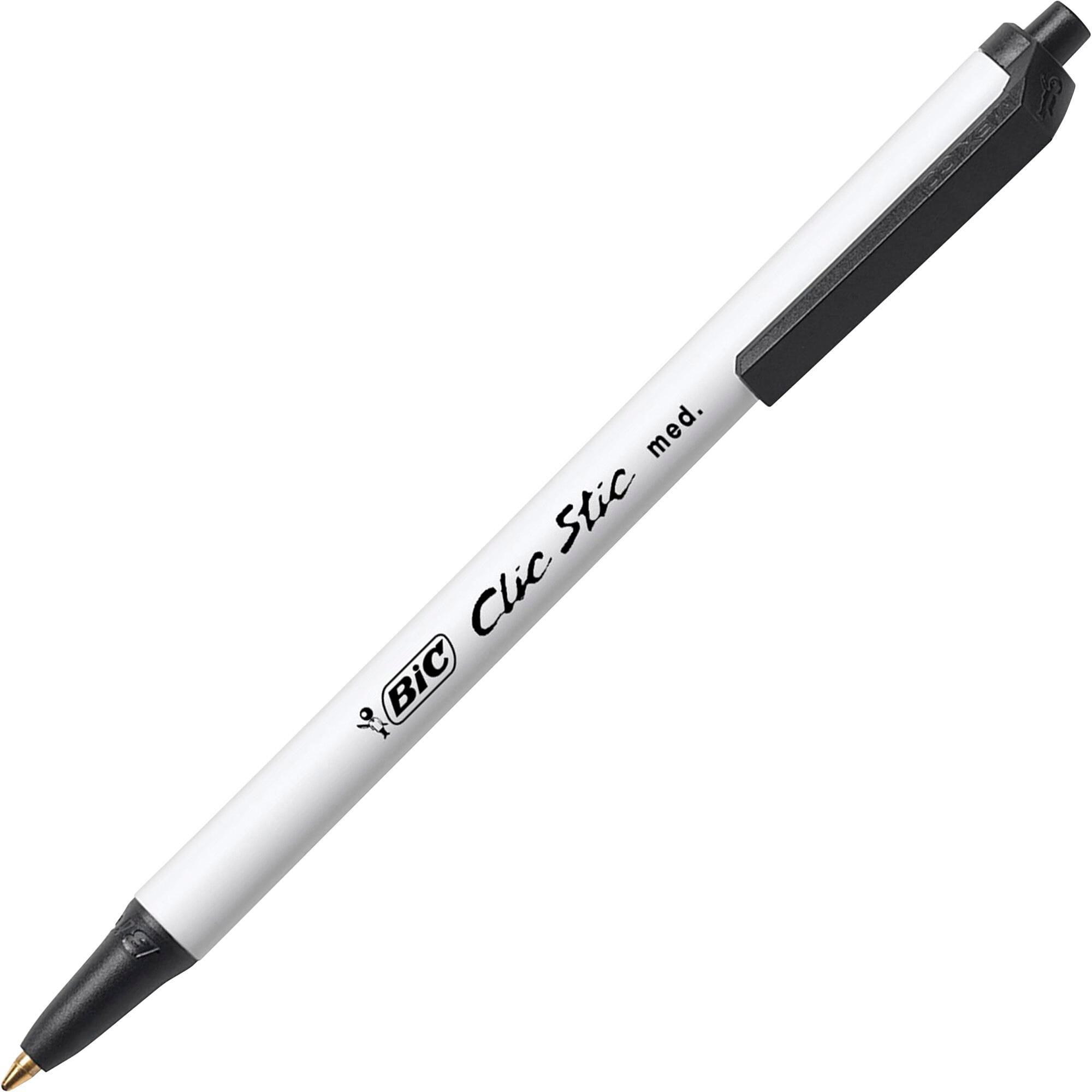 PEN CLIC STIC WHITE/BLACK BICCSM11BK PACK OF 12