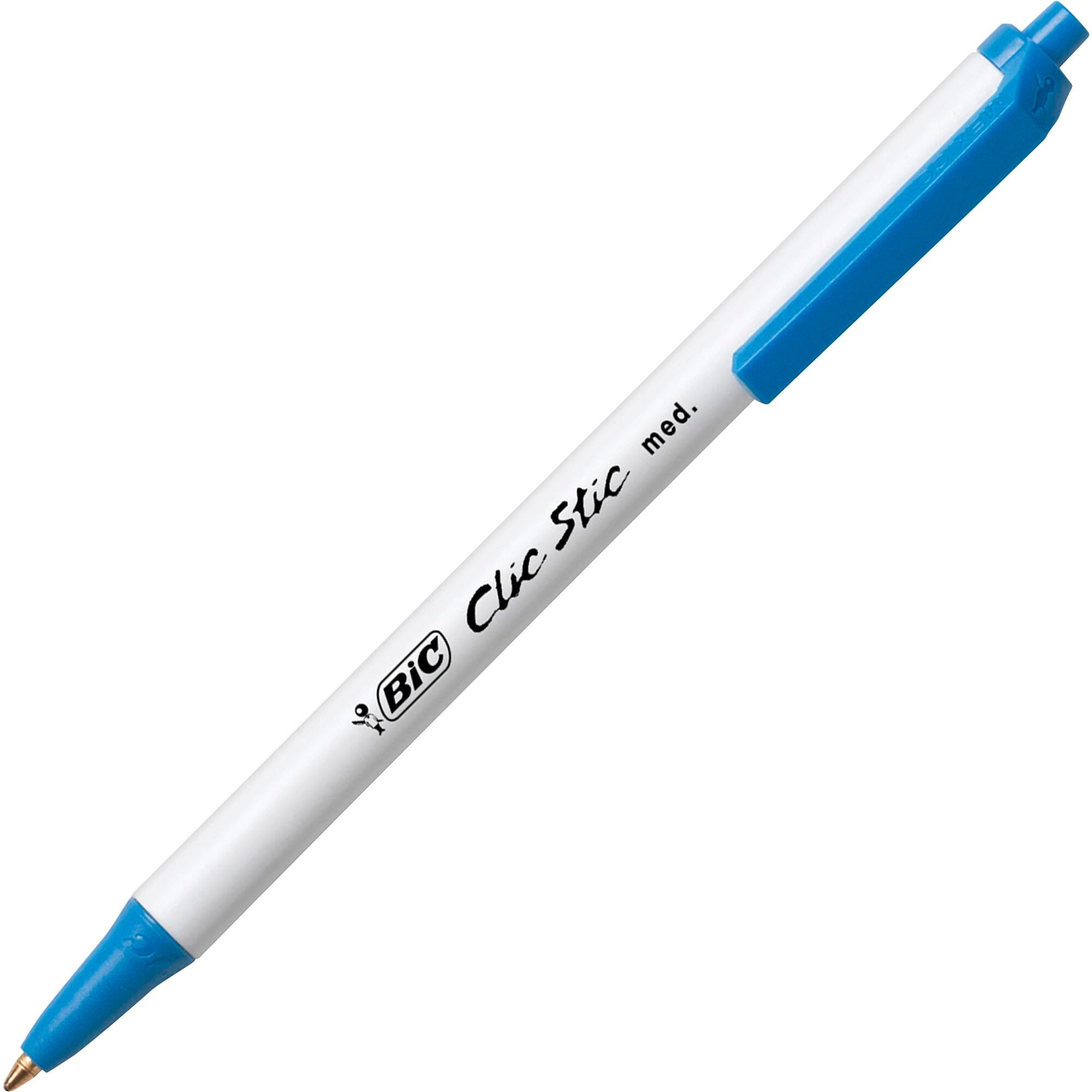 PEN CLIC STIC WHITE/BLUE BICCSM11BE PACK OF 12