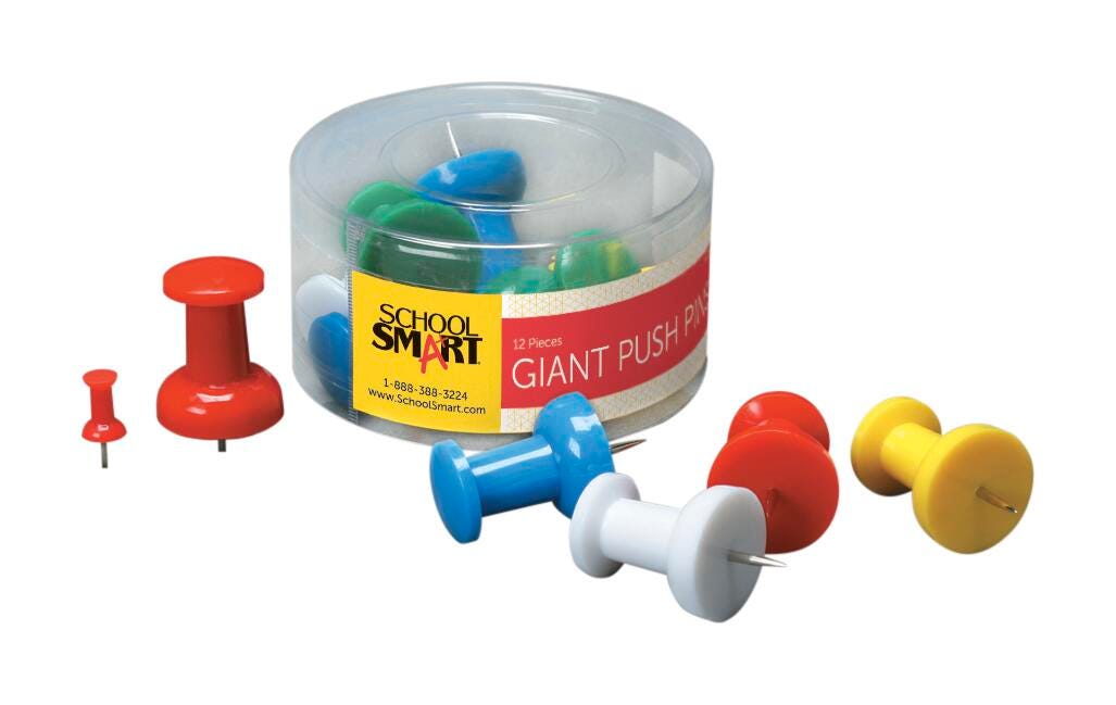 PUSH PINS GIANT PACK/12 - SCHOOL SMART