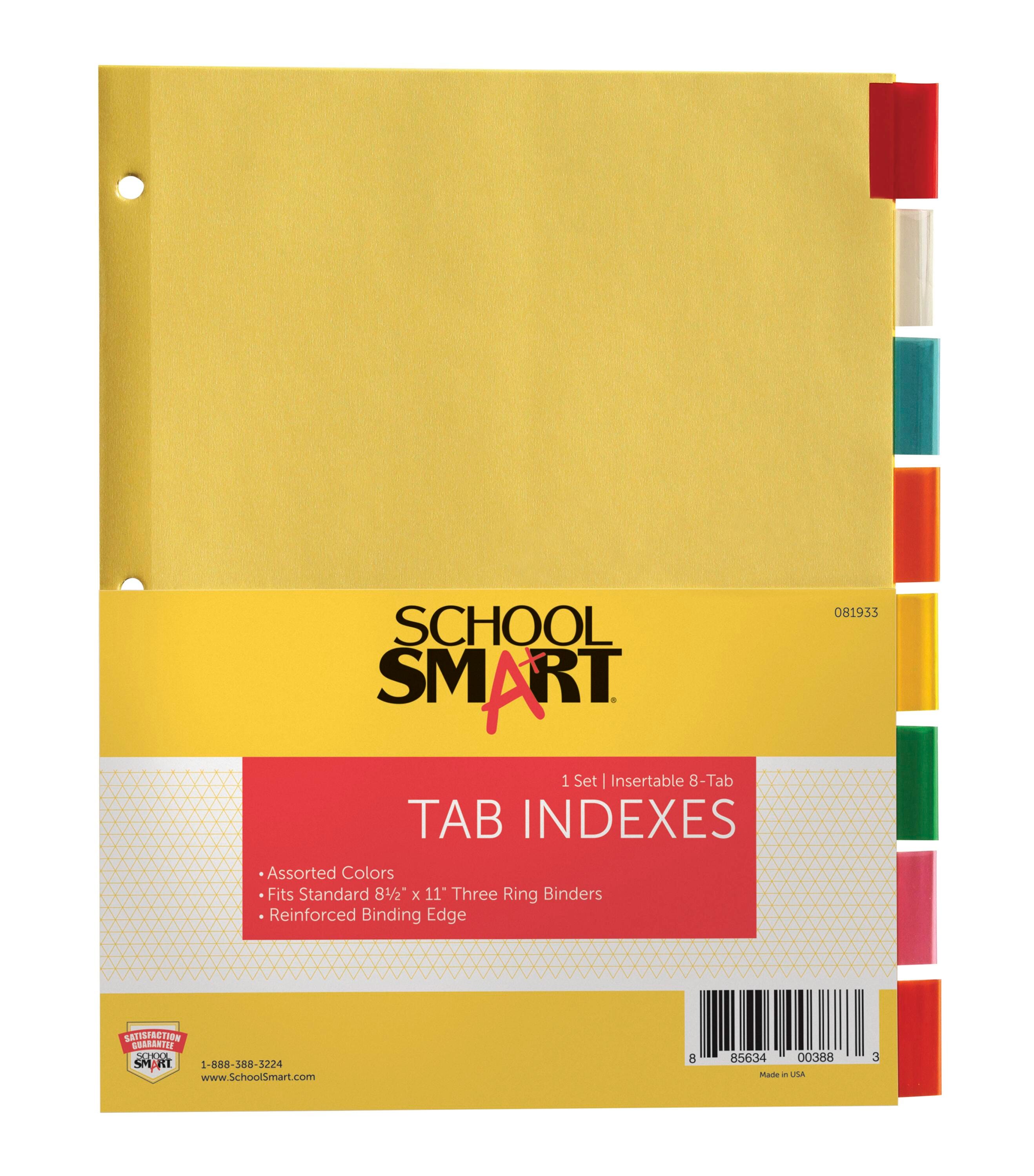 INDEX TABS INSERTABLE 8 TAB ASST SCHOOL SMART