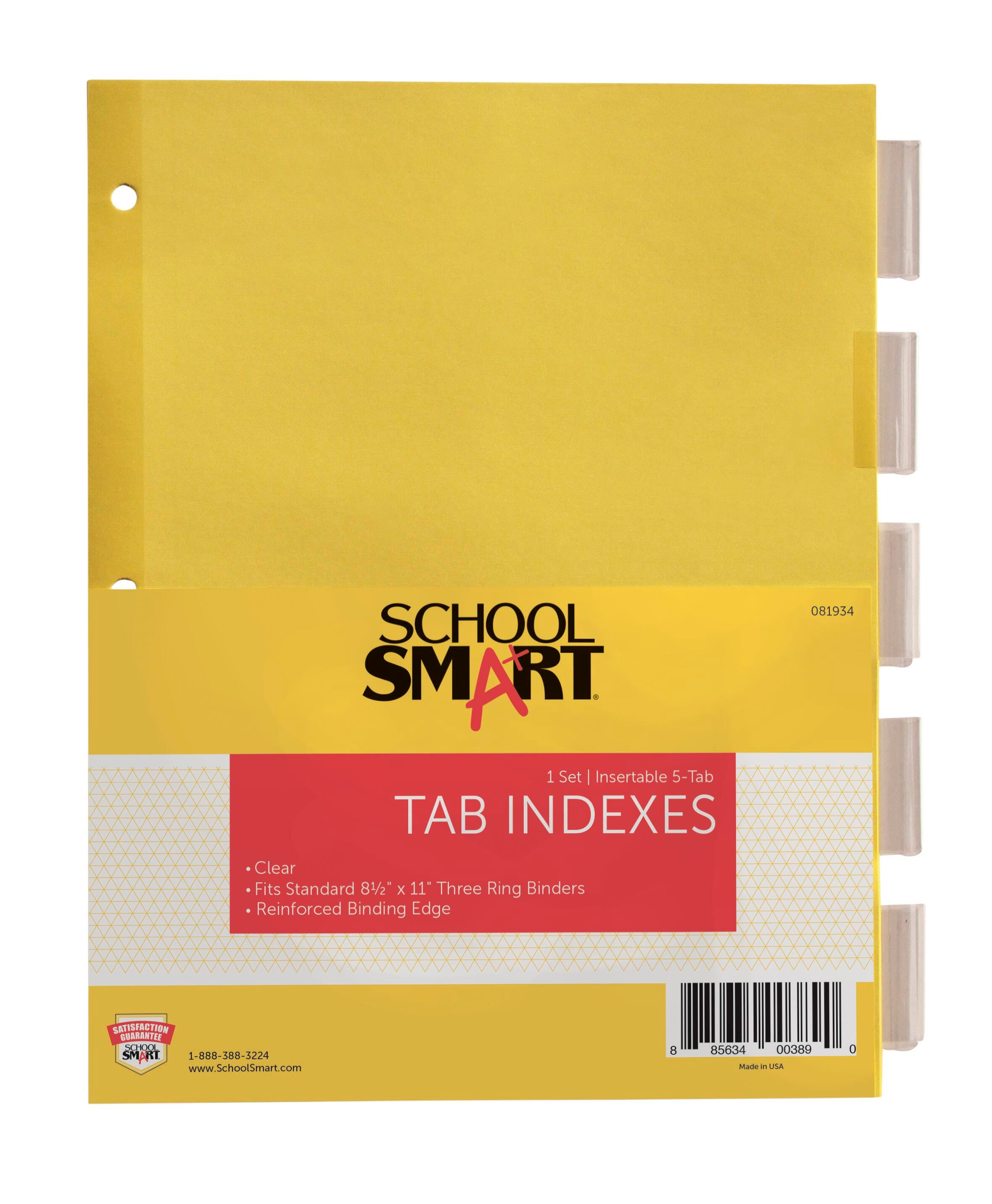 INDEX TABS INSERTABLE 5 TAB CLEAR SCHOOL SMART