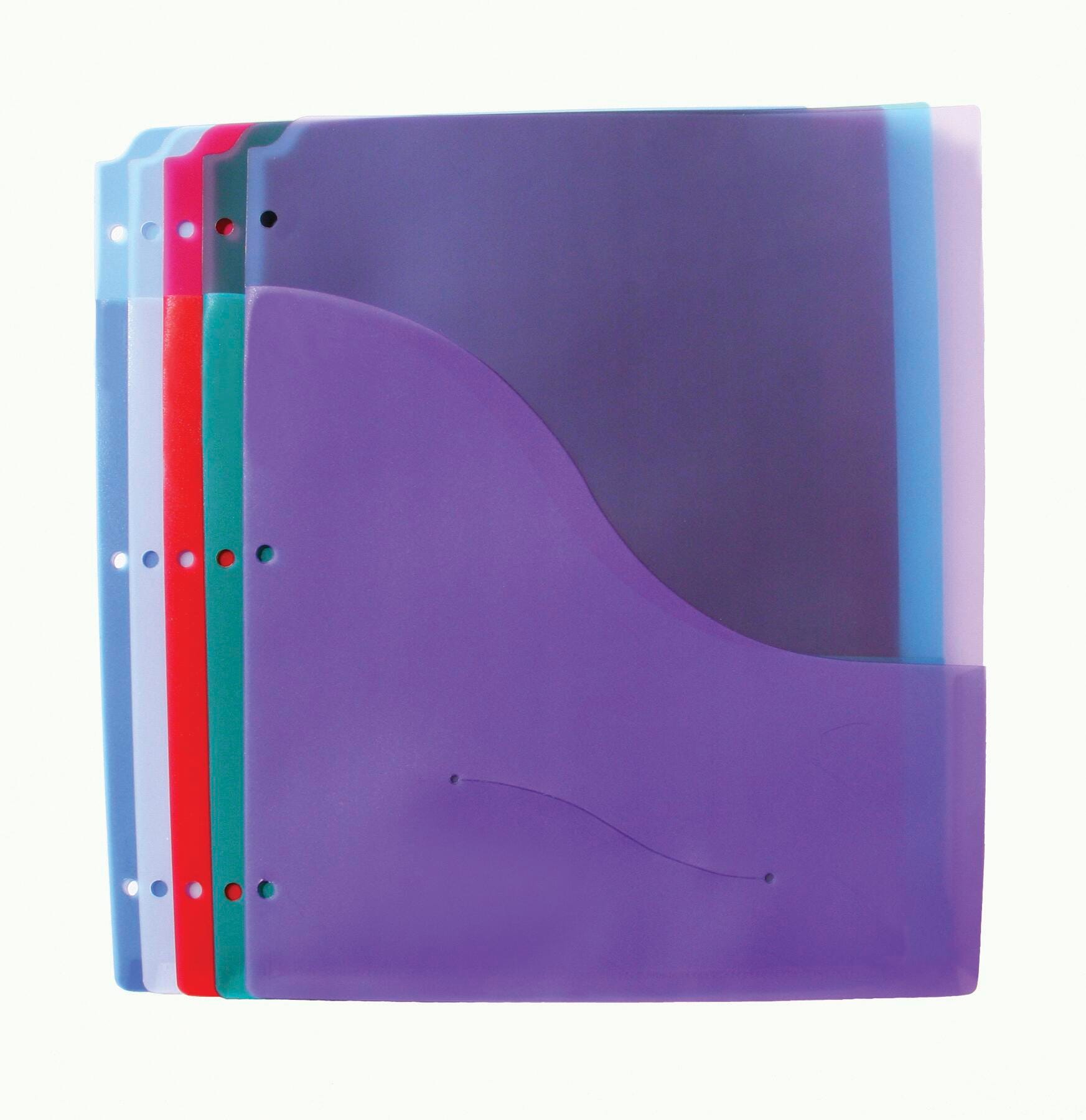 BINDER POCKET DIVIDERS 8.5X11 IN ASST COLOR PK OF 5 - SCHOOL SMART