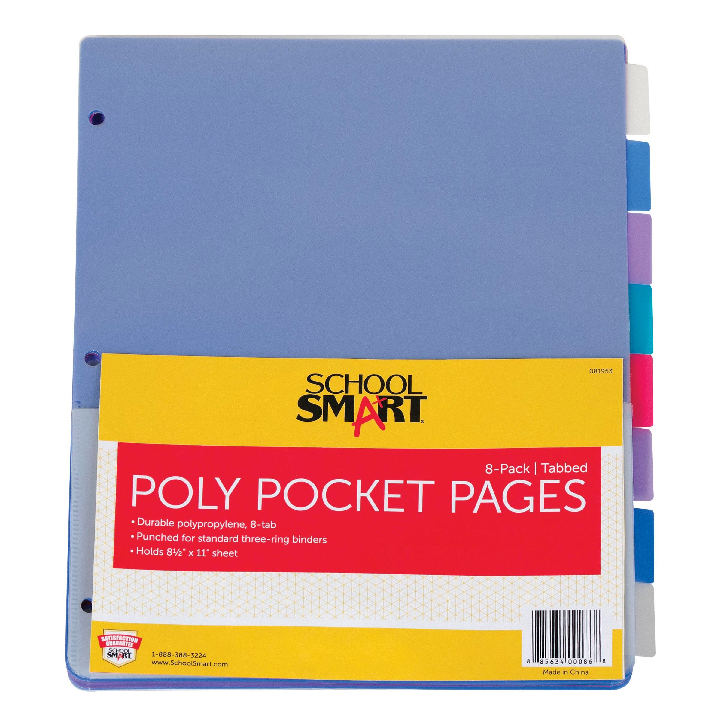 POCKET BINDER TABBED 8 TAB ASST SCHOOL SMART