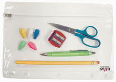 BINDER POUCH W/ZIPPER 7X10 IN CLEAR PK OF 24 - SCHOOL SMART