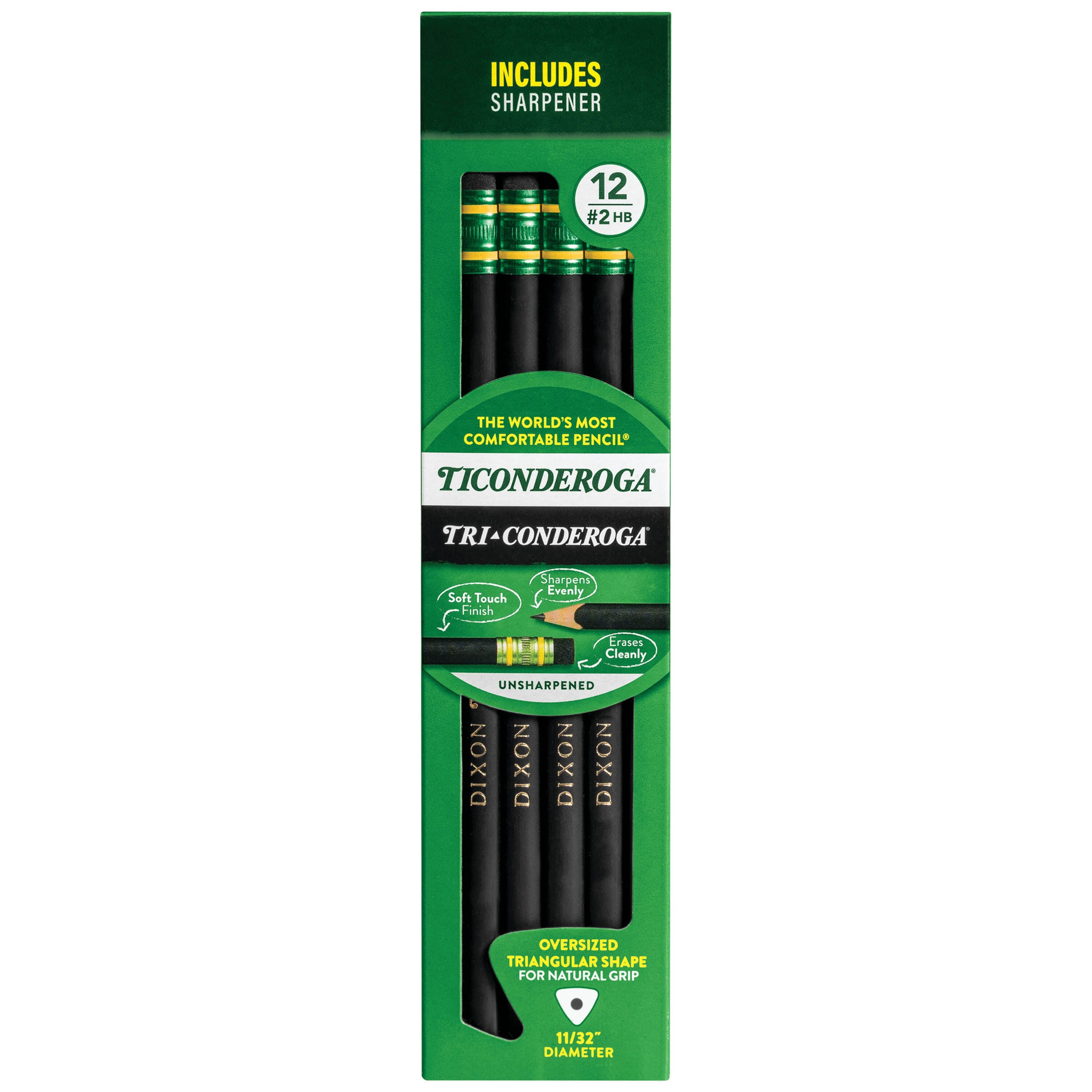 PENCIL TICONDEROGA STANDARD TRI-WRITE #2 BLK PACK OF 12