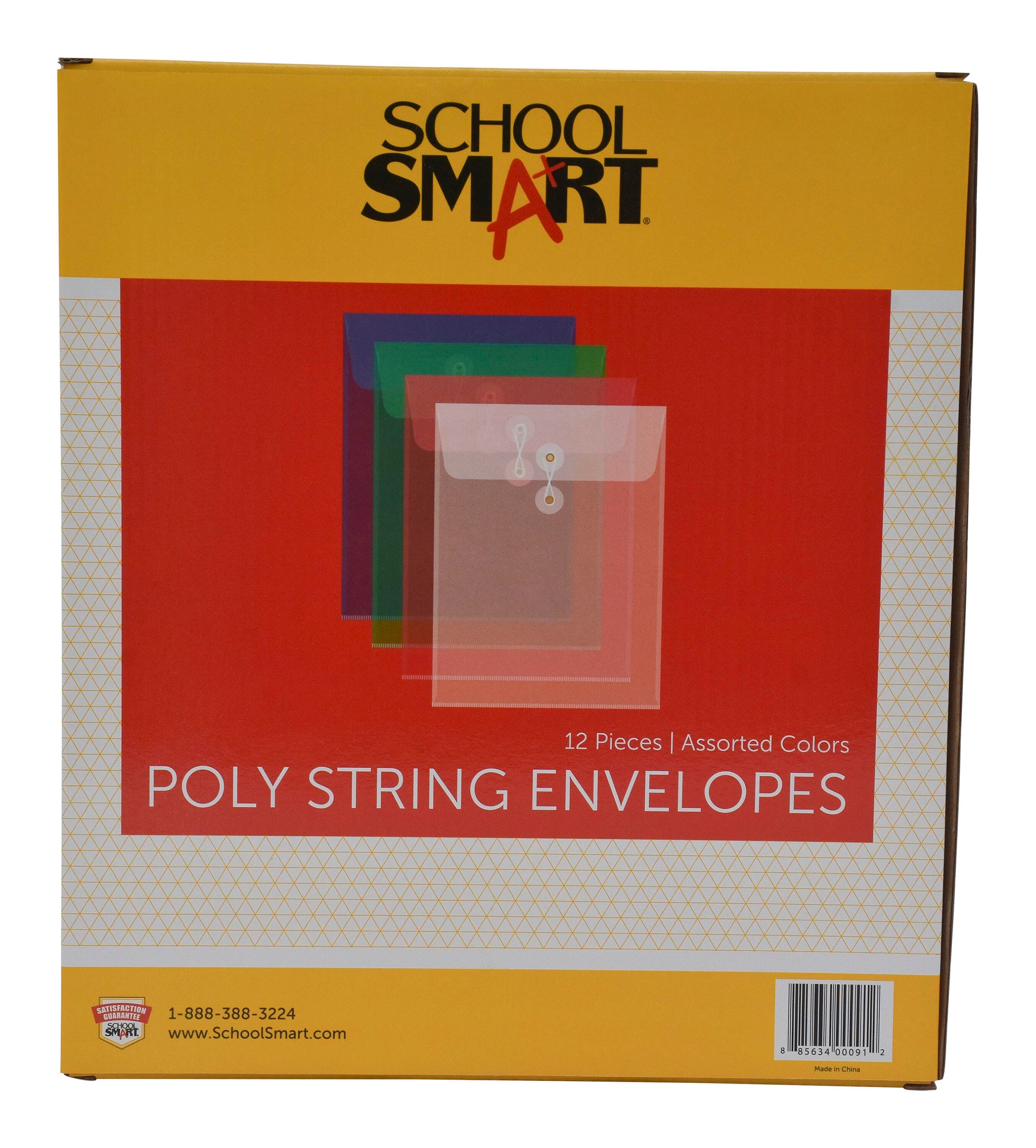 ENVELOPE POLY TOP LOAD ASST COLOR PACK OF 12 - SCHOOL SMART