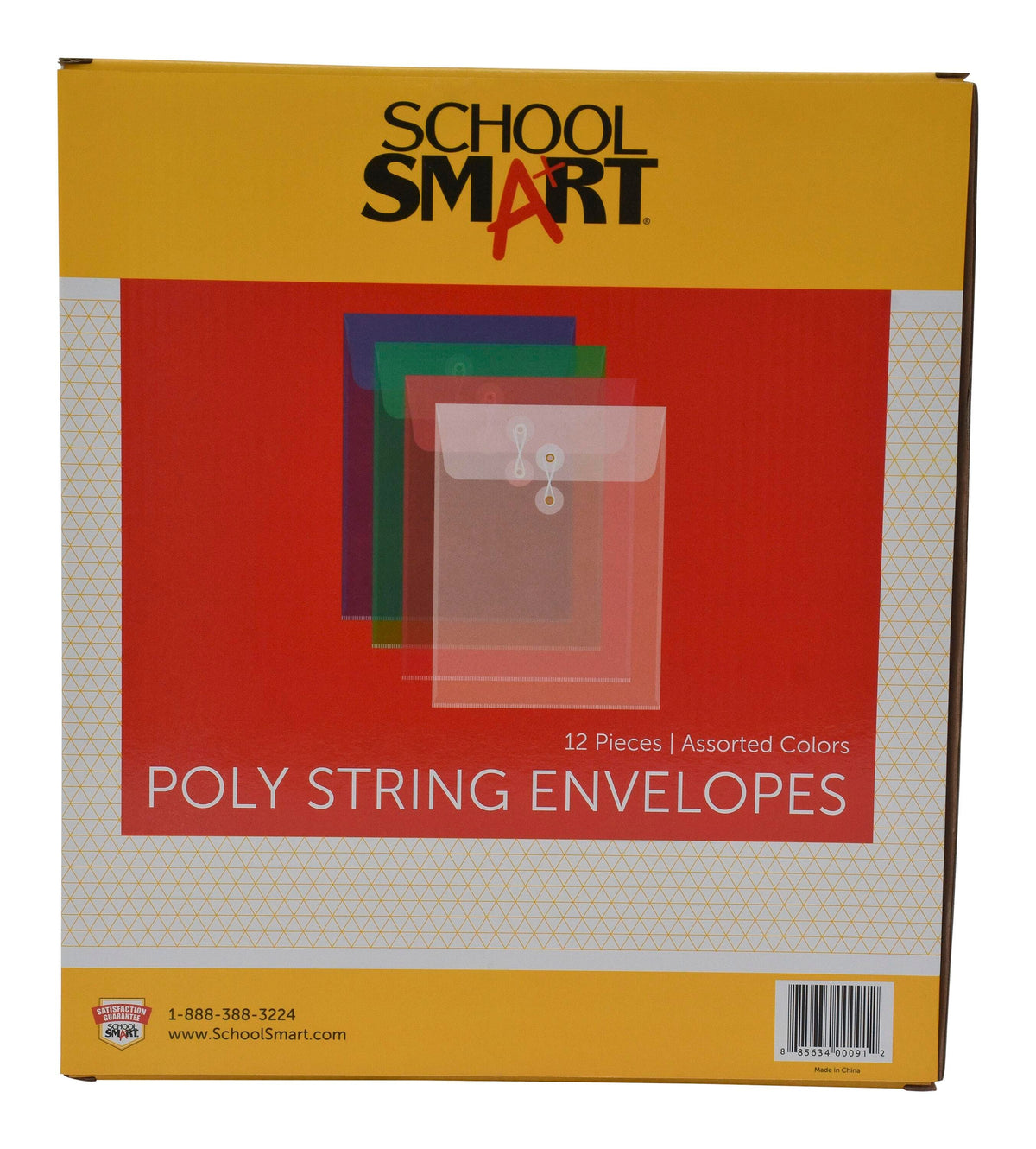 ENVELOPE POLY TOP LOAD ASST COLOR PACK OF 12 - SCHOOL SMART
