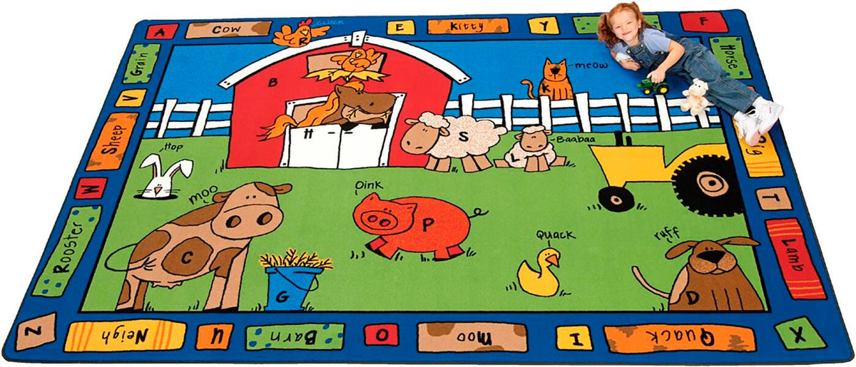 CARPETS FOR KIDS - PREMIUM ALPHABET FARM - 4 FT 5 IN X 5 FT 10 IN RECTANGLE