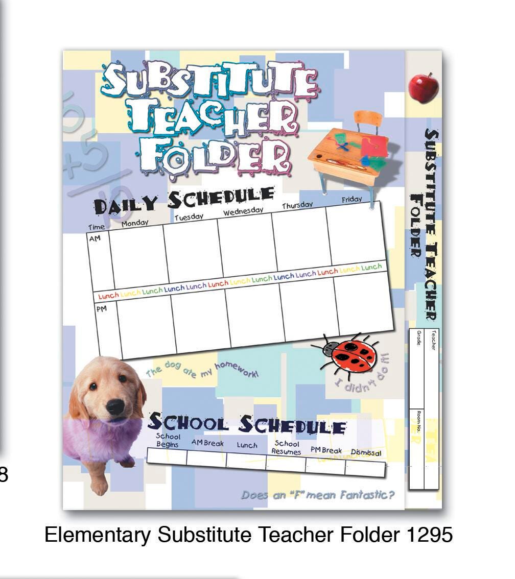 FOLDER.COMMUNICATION.SUB TEACHER-ELEM.9 1/2X11 5/8.12/PKG.1295