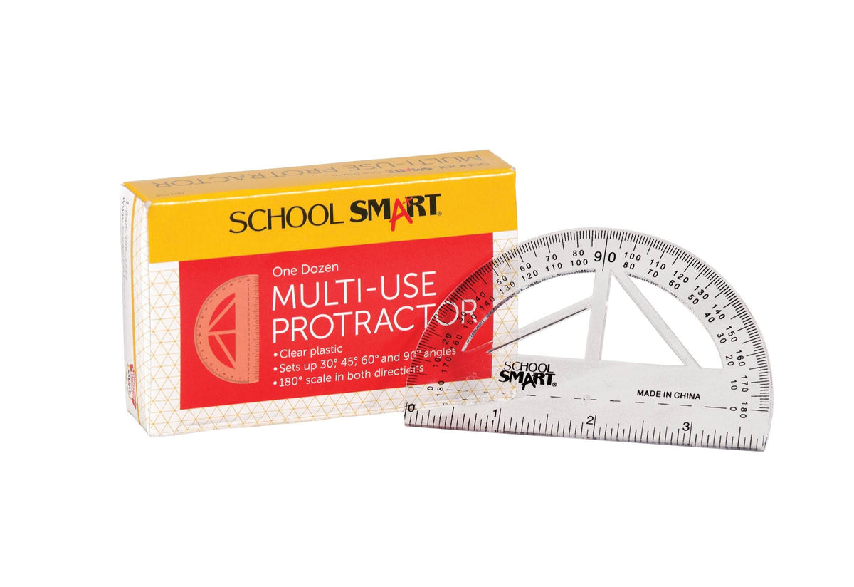 PROTRACTOR MULTI-USE CLEAR SCHOOL SMART PK OF 12