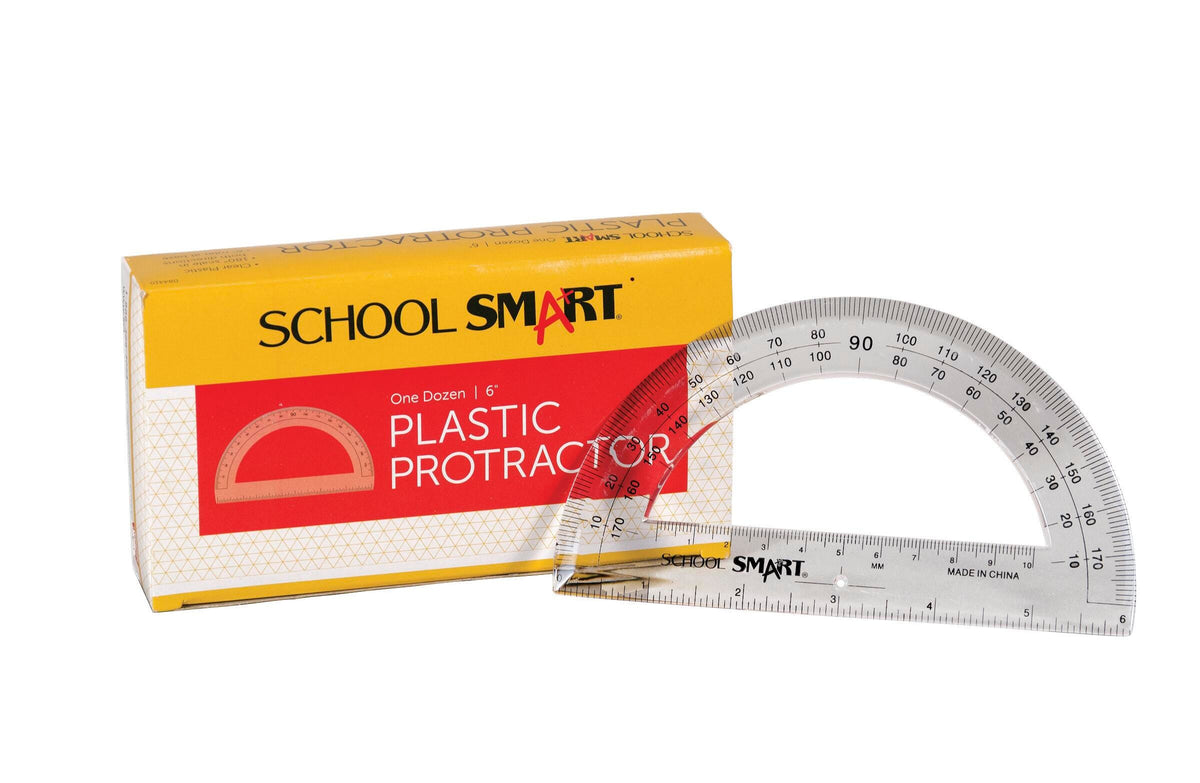 PROTRACTOR PLASTIC CLEAR 6 IN SCHOOL SMRT PK OF 12