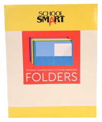 FOLDER 2-POCKET 9X12 ASST PACK OF 25 - SCHOOL SMART