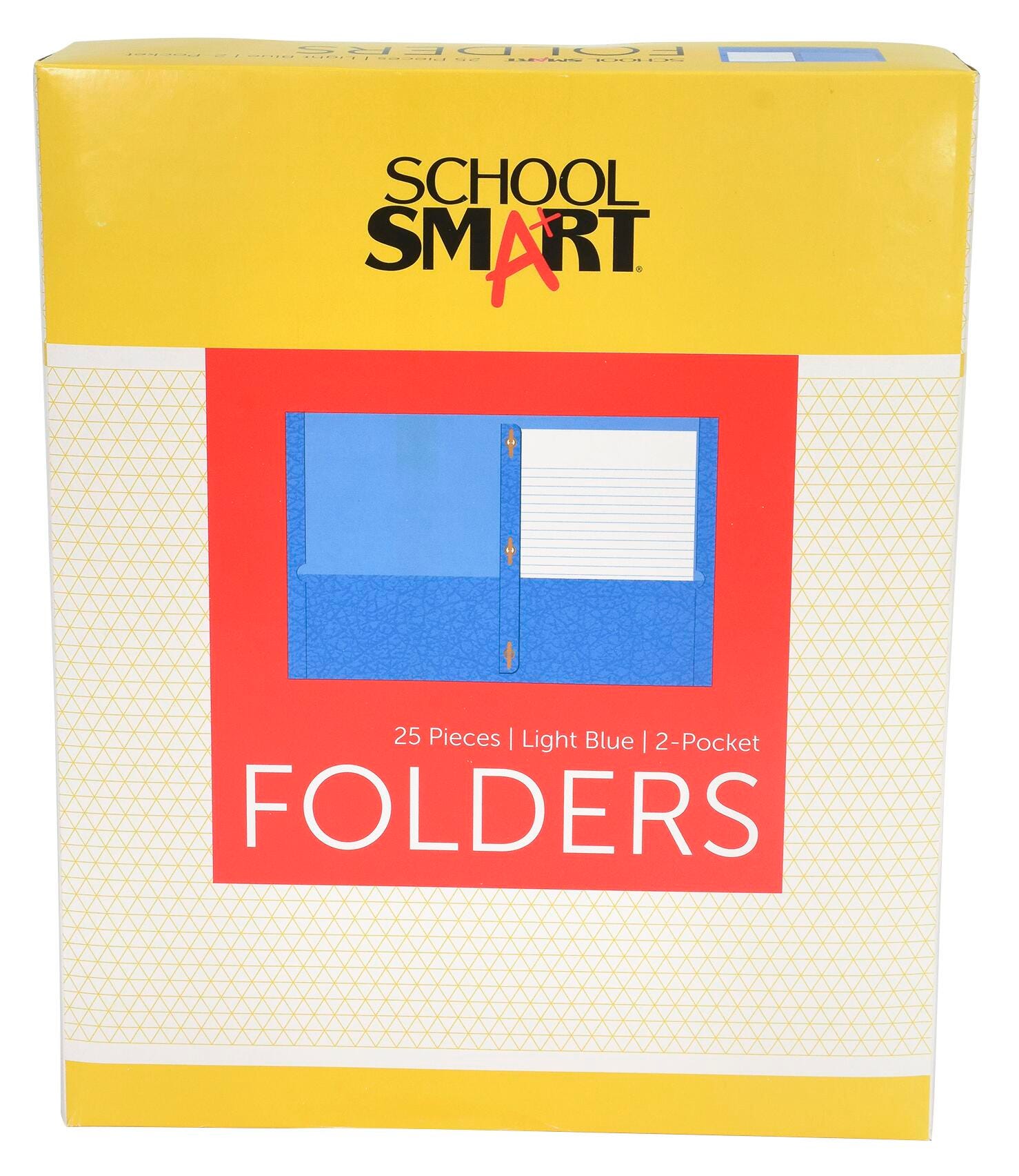 FOLDER 2-POCKET W/FASTENERS LT BLUE PACK OF 25 SCHOOL SMART