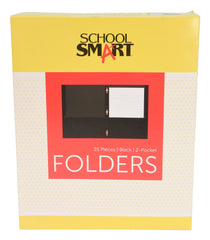 FOLDER 2-POCKET W/FASTENERS BLACK PACK OF 25 SCHOOL SMART