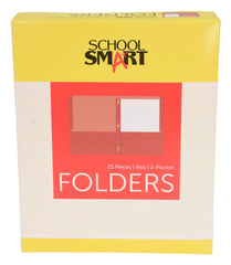FOLDER 2-POCKET W/FASTENERS RED PACK OF 25 SCHOOL SMART