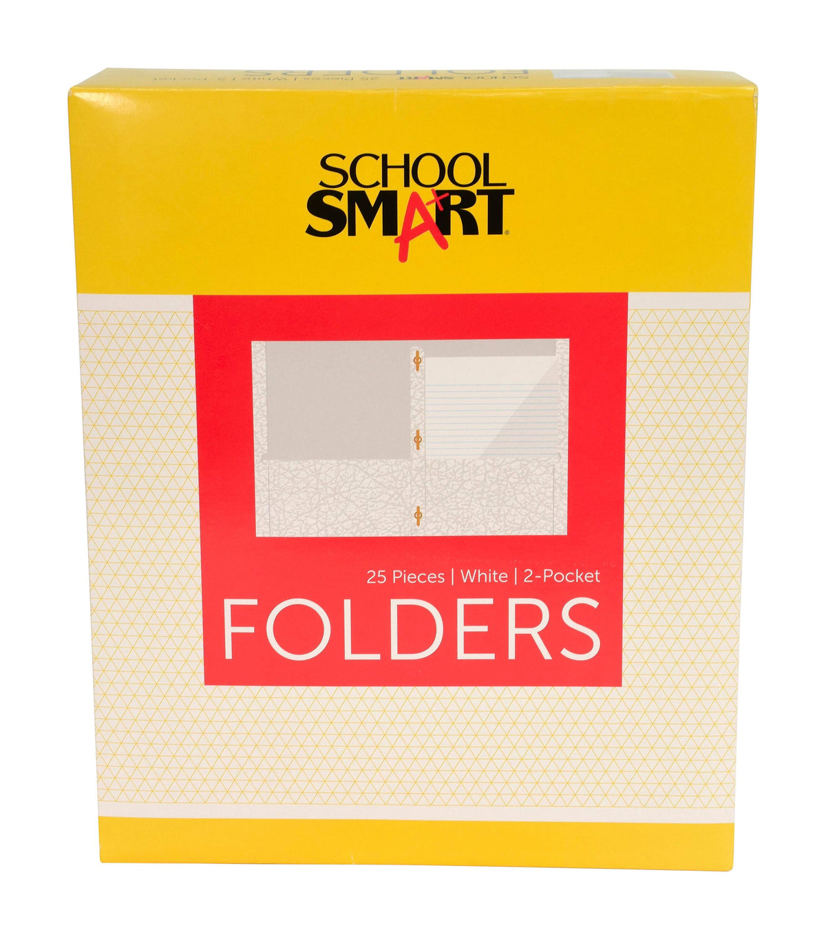 FOLDER 2-POCKET W/FASTENERS WHITE PACK OF 25 SCHOOL SMART